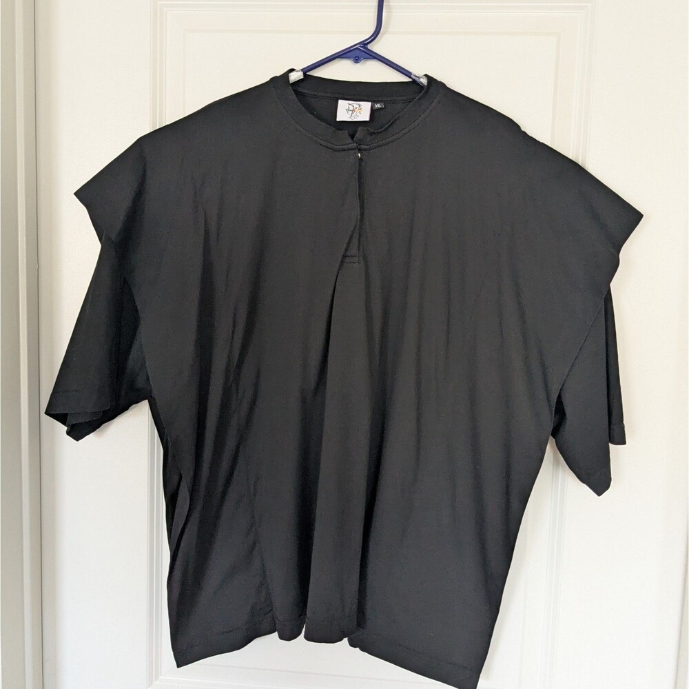 The Room Black Cape Poncho Top Womens XL Snap Front Oversized Draped Cotton Goth